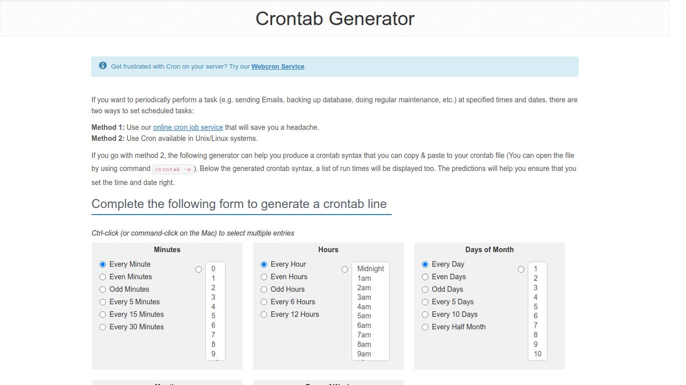 Crontab Generator